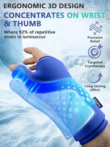 Wrist &Thumb Ice Pack Wrap-Thickened Gel for Long-Lasting Cold Compression - color: 2 Pack-blue, size: S/M