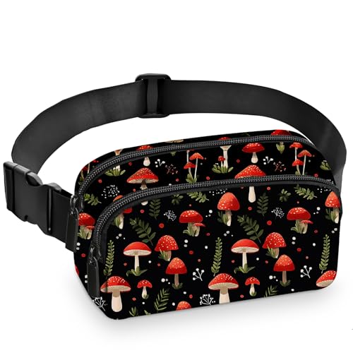 Mushroom Fanny Pack Women Fashion Belt Bag Waterproof Adjustable Strap Waist Pouch Casual Workout Travel Cycling Running - color: Multicolor