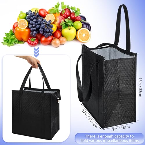 10 Pack Large 18L Insulated Grocery Bag Bulk Zippered, Blue, Black - color: Blue and Black
