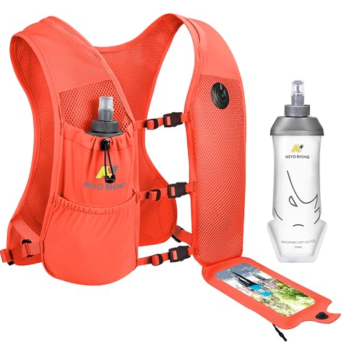 N NEVO RHINO Running Vest with 350ML TPU Soft Flask,Adjustable Chest Straps - color: Orange