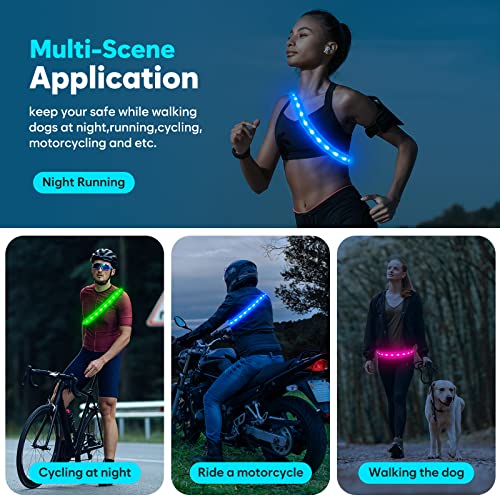 Higo LED Running Belt - Reflective Light Up Waistband for Night Activities, Glowing LED Waist Light for Running, Cycling, Hiking, Camping - color: Blue
