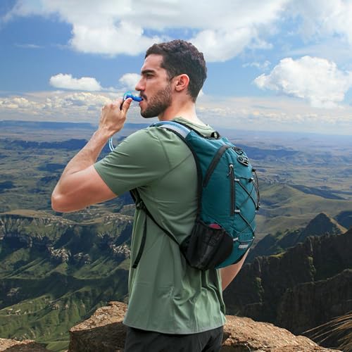 Lightweight Hydration Backpack, Running Backpack with 2L Water Bladder - color: Plaid Dark blue
