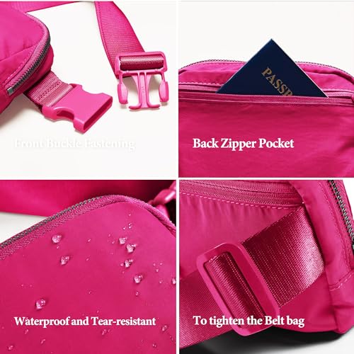 YOSHUYUKI Fanny Pack Cross Body Small Crossbody Bags for Women Men Trendy Nylon Waterproof Mini Purse Travel Running Belt Bag Lulu Dupes Bum Hip Chest Waist Pack Side Bag Must Have Hot Pink - color: Rare Sonic Pink
