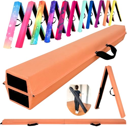 Marfula 6 FT / 8 FT / 9 FT Folding Gymnastics Beam Foam Balance Floor Beam - color: Light Orange, size: 6 Ft