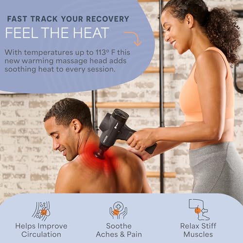 Lifepro SonicPro Massage Gun Percussion Muscle Massager with Heat, 9 Heads - color: Black, size: Pro