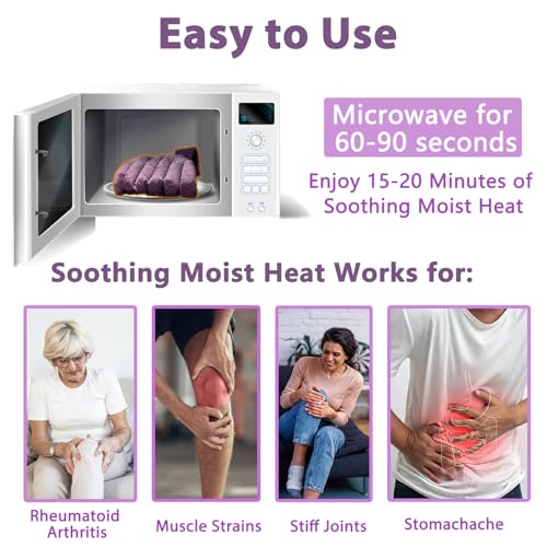 Microwavable Knee Heating Pad, Moist Heat Wrap for Knee, Adjustable Knee Heat Pack for Muscle Soreness & Stiffness, Hot & Cold Therapy, Flaxseed Filled, Unscented, 2 Pack