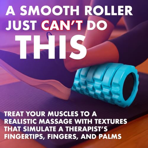 321 STRONG Patented 3-Zone Massage Roller, Medium Density for Exercise - color: Aqua