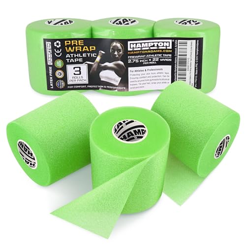 Hampton Adams Pre Wrap Athletic Tape, Non Slip Grip, No Fray Underwrap - color: Lime Green