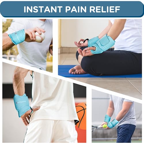 Comfytemp Wrist Ice Pack Wrap Carpal Tunnel Relief Wrist Brace, 2 Packs - color: Blue, size: 20"x4"