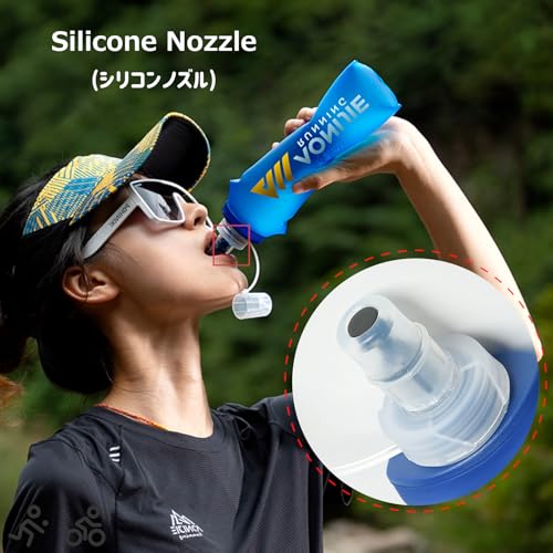 Azarxis TPU Soft Flask Collapsible Water Bottle Running Folding Gel Water Reservoir Handheld for Hydration Pack Hiking Cycling Climbing Jogging Marathon Trail Race - color: #01 Blue - 250ml -1-pack