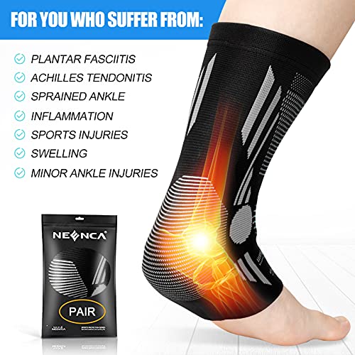 NEENCA Foot & Ankle Brace Socks for Sprained-Ankle Compression Sleeves Set - color: Black, size: X-Large