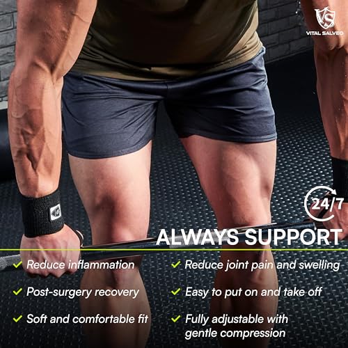 Vital Salveo- Adjustable both hands design Wrist Straps, Wrist Brace Support, Elastic Breathable for Wrist Sprain, Tendonitis, Tennis, Sports Men, Women (Pair) /3"* 12.5" - size: Wrist 3"*12.5"(Pair)