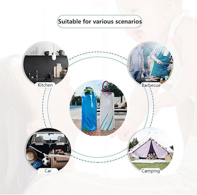 Collapsible Water Bottle, Compact Folds Flat for Hydration on the Go - color: White