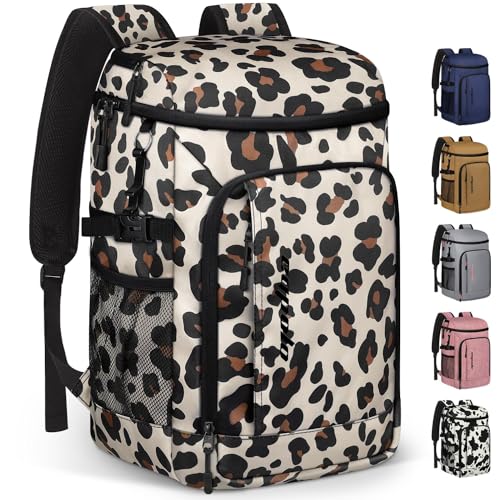 Capolo Cooler Backpack Insulated Leak Proof for Women Men Soft Cooler Bag - color: Leopard, size: 36 Cans