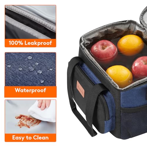 Lifewit Medium Lunch Bag, Insulated Lunch Box, Soft Cooler Cooling Tote for Adult Men Women, Black and Green 12-Can (9L) - color: Black/Blue, size: Medium(9L)