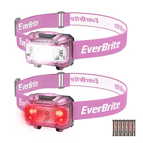 EverBrite Headlamp, 2 Pack LED Head Lamp for Kids & Adults, Red Light - color: Pink
