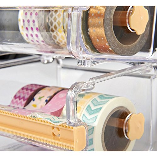 2pcs HomDSim Washi Tape Dispenser Cutter,Roll Tape Holder Organizer,Masking Tape Desktop Tape DIY Sticker Roll Tape Cutter Holder Storage,Washi Tape Box Yellow - color: Yellow
