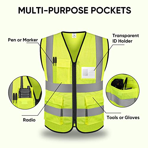 TICONN High Visibility Reflective Safety Vest for Men & Women, ANSI Class 2 - color: Yellow, size: 3X-Large