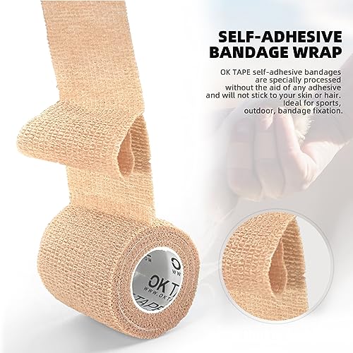 OK TAPE Self Adherent Cohesive Bandages Wrap 12Packs 3" x 5 Yards - color: Black, size: 3 In x 5 Yards