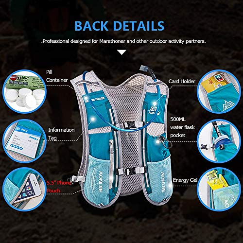 AONIJIE Running Vest Hydration Backpack 5L Unisex Trail Water Lightweight - color: Black and No Water Bladder
