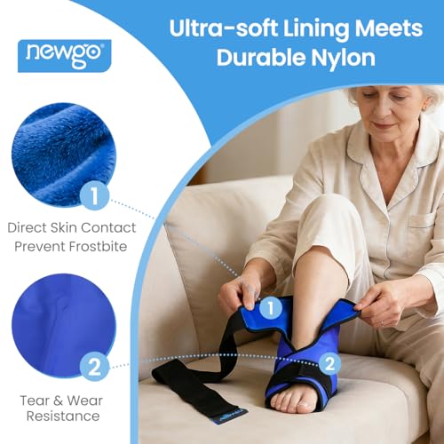 NEWGO Foot Ice Pack Wrap – Cold Compression for Plantar Fasciitis, Blue - color: Blue-1 Pack