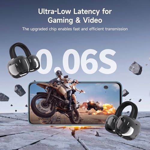 A80 Open Ear Earbuds, Clip On Wireless Headphones with Microphone - color: DarkGray
