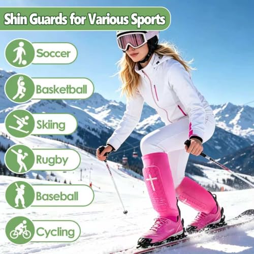 Soccer Shin Guards for Kids Youth and Adults, Honeycomb Padded - color: Pink, size: Large