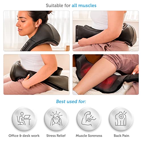COMFIER Shiatsu Neck and Shoulder Massager with Heat,White Elephant Gifts for Adults,4D Deep Kneading Massage Pillow with Heat, Back Massager, Pillow Massage,Jet Black - color: Jet Black