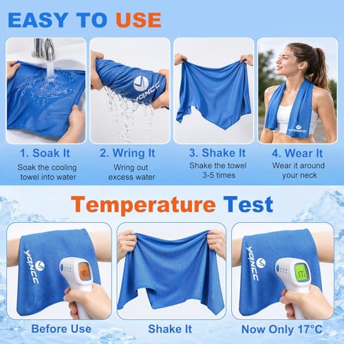 YQXCC 2 Pack Cooling Towels (47"x12"), Ice Cool Towel for Neck & Face - color: Light Blue/Red