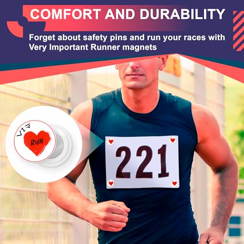 4 Race Bib Magnets for Runners, Race Bib Clips, No Pins, I Love Run - color: I Love Run