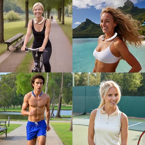 Neck Cooling Tube with Insulated Bag - Reusable Ice Ring Neck Cooler Wrap Indoor Outdoor - Wearable Cooling Ring - Relief for Summer and Hot Flashes - Freezes Under 64℉ (Blue and White) - color: 1 Pack Blue and White
