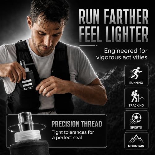 FITLY Soft Flask Running Water Bottle - Collapsible Hydration Flask - color: Black, size: 5 Ounces