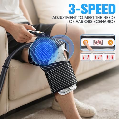 Upgraded Ice Machine for Knee After Surgery,3.0 Portable Cold Therapy Machine for Knee Replacement,Ice Compression Knees Machine for Hip,Cold Therapy Machine with 6 Timer,Electric Ice Pack for Knees