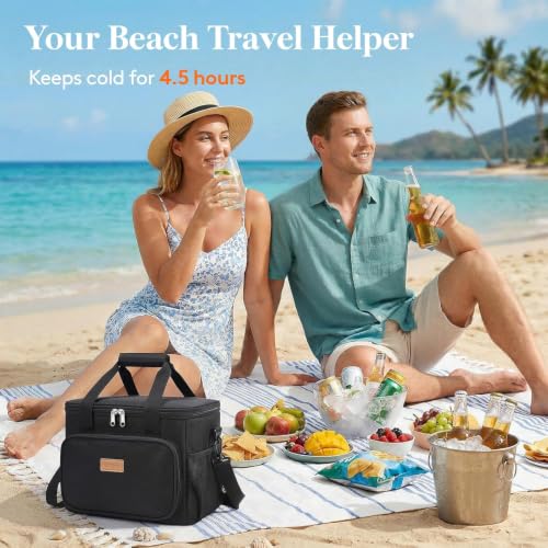 Lifewit Insulated Lunch Box for Men, Lunch Bag Cooler Women, 32-Can 20L - color: Black, size: Large(15L)