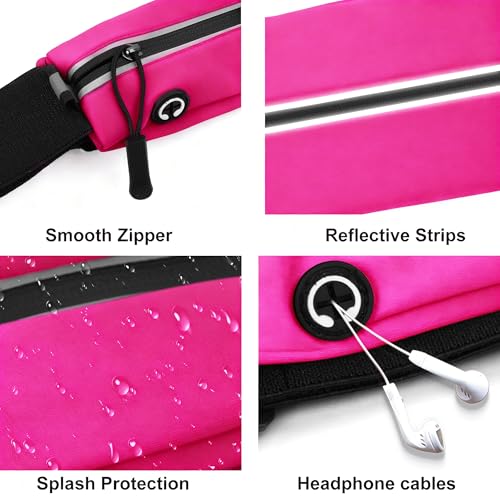 Running Belt Fanny Pack Men and Women Slim Running Bag Money Belt - color: Bright Red