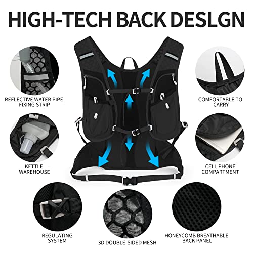 IX INOXTO Hydration Pack Backpack, Lightweight Water Backpack with 2L Hydration Bladder Daypack for Men Women,Running Hydration Vest for Trail Running Hiking Cycling Race Climbing - color: All black - 2L