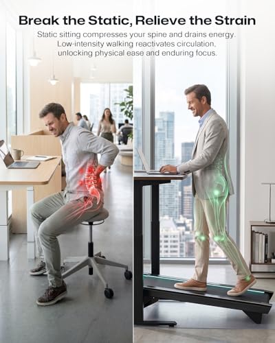 UREVO CyberPad Smart Walking Pad with 14% Auto Incline, Brushless Motorized Under Desk Treadmill for Home Office Fitness, Elegant Speed Lights, Spacious Surface, Digital Controller, AI-Powered App - color: Black