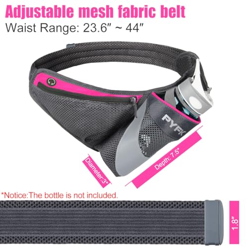 PYFK Running Belt Hydration Waist Pack with Water Bottle Holder for Men Women Waist Pouch Fanny Bag Reflective - color: Rose Red
