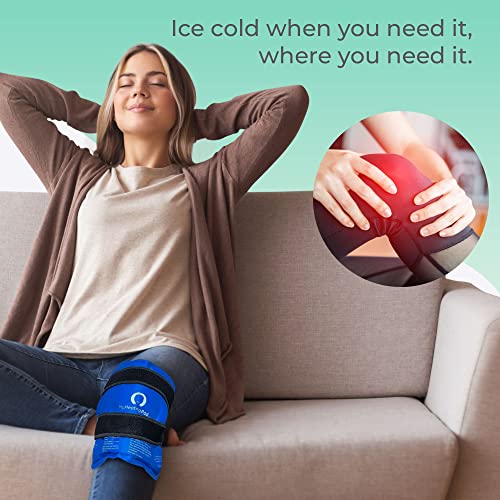 Reusable Knee Gel Pack with Elastic Straps - Gel Ice Pack for Knee, Joint, Elbow and Arm - Flexible Cold Packs for The Whole Family - Soft Ice Pack for Versatile Wrap and Convenient Use - 1 Pack Blue - style: Knee Gel Ice Pack