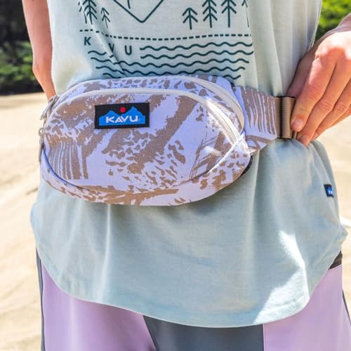 KAVU Canvas Spectator Belt Bag, Cotton Fanny Pack for Travel - color: Beach Doodle