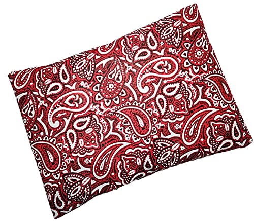 Microwavable Corn Filled Heating Pad and Cold Pack/Washable 100% Cotton Cover (Bandana - Shiny Red, 7.5in W x 11in L) - size: 7.5in W x 11in L, style: Bandana - Shiny Red