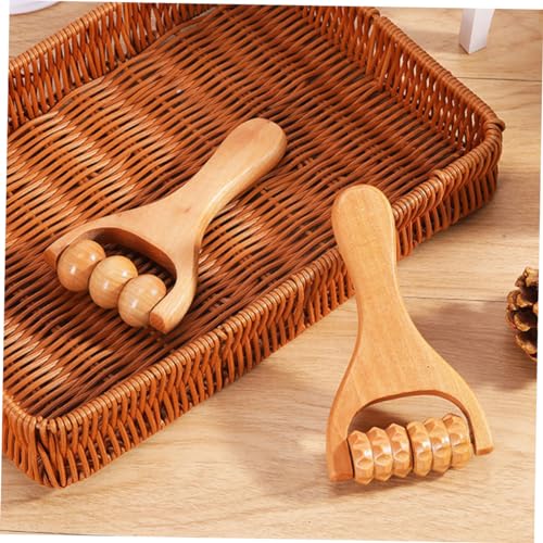 2Pcs Wooden Body Roller Massage Tool for Muscle Relief Neck Foot Shoulder Manual Muscle Roller for Home Office Travel