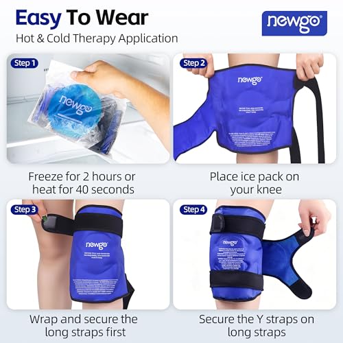 NEWGO Knee Ice Pack Wrap, 360° Full Wrap, Blue - color: Regular Blue 1-pack
