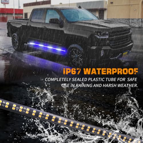 XRIDONSEN 2 Pack 70-Inch Running Board Lights 864 LED Strobe Light Strip - color: Blue/White