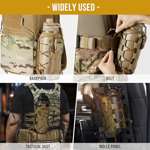 OneTigris MOLLE Water Bottle Pouch Holder, Adjustable 18-32 oz Holster - color: CamoC