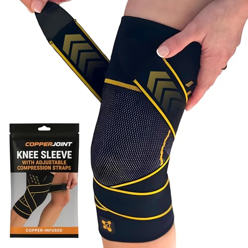 CopperJoint Adjustable Knee Sleeve with Straps Women & Men, Single, XLarge - size: X-Large