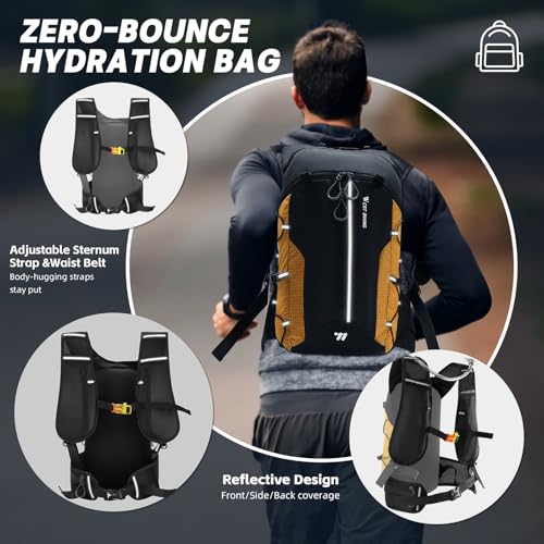 Hydration Backpack - Lightweight Water Backpack with 2L Water Bladder, Small Hiking Backpack for Running Cycling Camping Rave for Men Women - color: Orange1