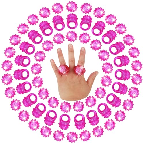 50 Pcs Light Up Rings Flashing LED Rubber Finger Rings for Carnival, July 4th, Halloween, Christmas, Concert, Goodie Bag Fillers, Raves - color: Purple