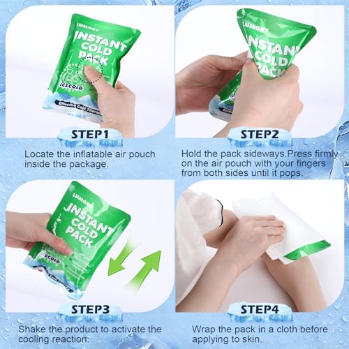 5 Pack Instant Ice Cold Pack 4"×6",5 Colors Disposable Ice Packs - size: 5P