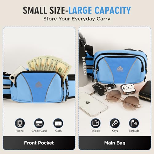 Fanny Pack for Men Women Waist Bag with Water Bottle Holder for Hiking, Travel,Dog Walking, Workout (Light Blue) - color: Light Blue